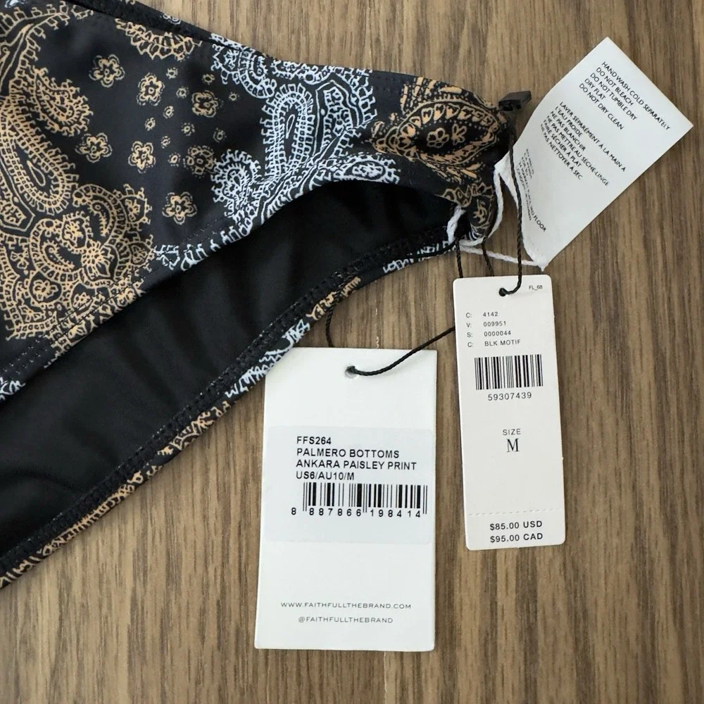 NEW Faithful The Brand Womens Paisley Two Piece Bathing Suit Black Small/Medium*